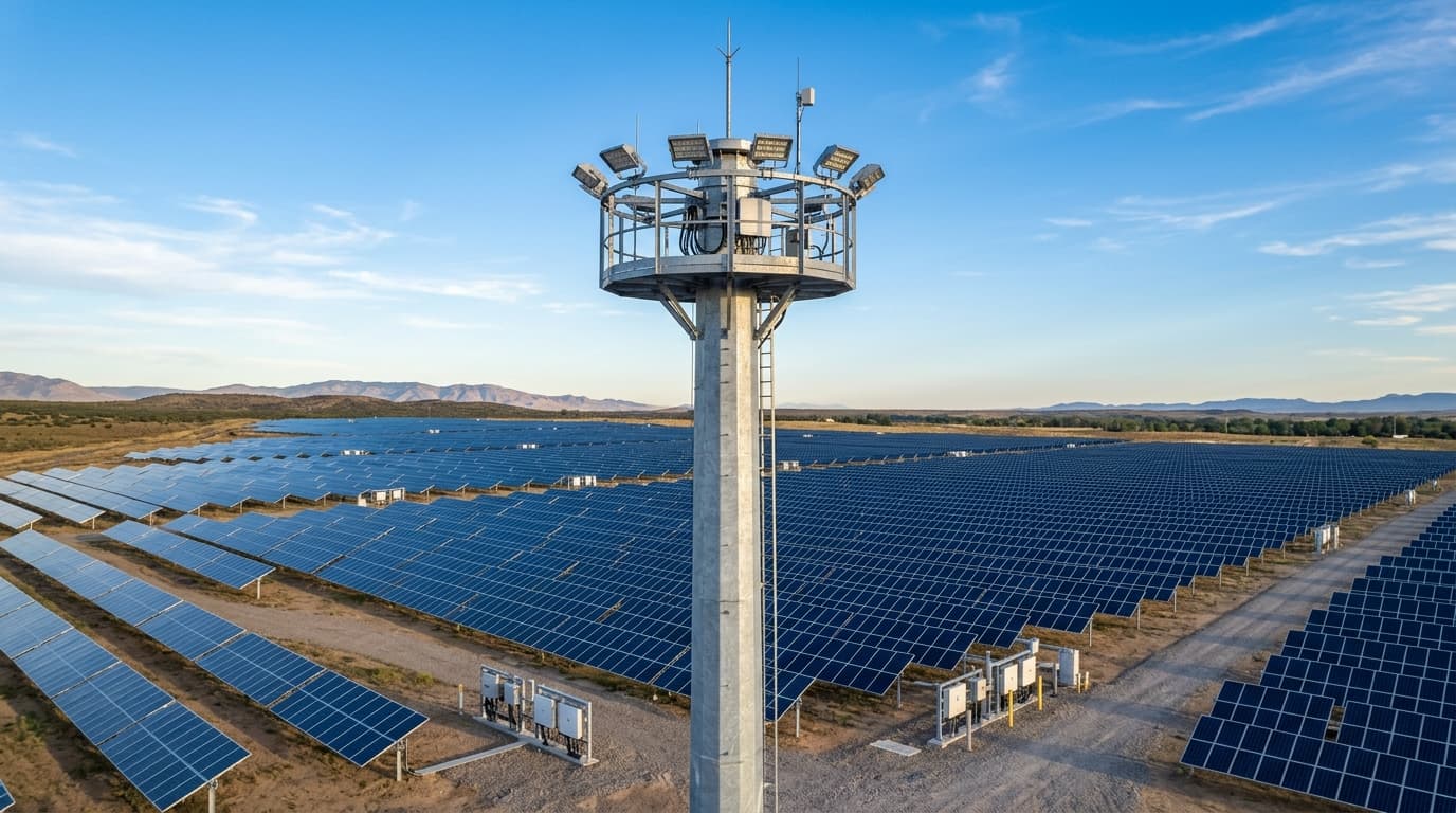 Solar Farm High Mast Lighting and Lightning Protection Tower