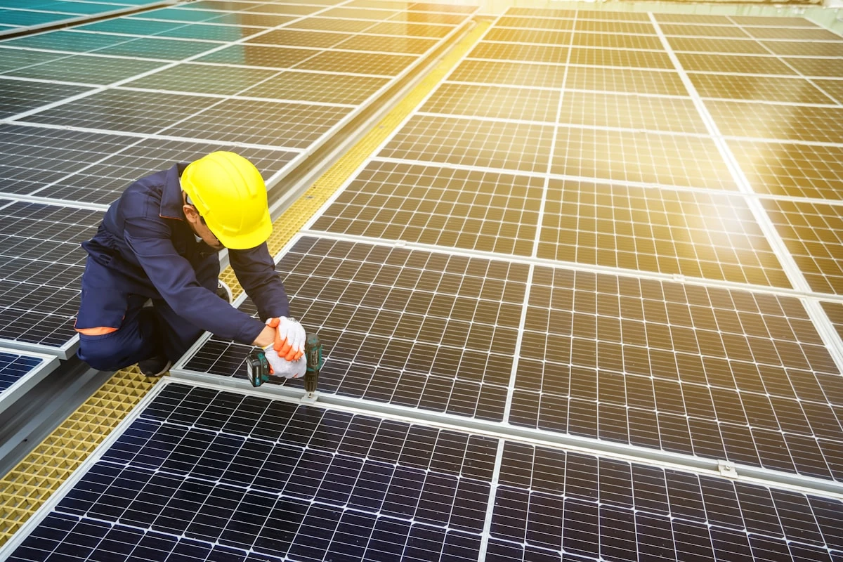 Indian engineers inspecting solar infrastructure